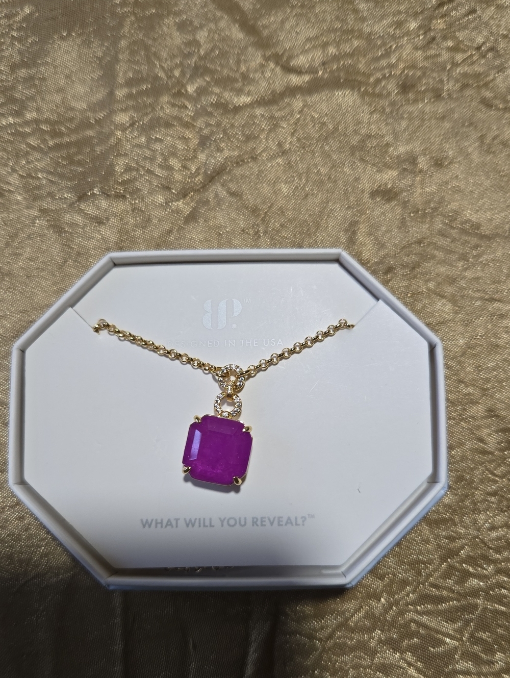 I Am The Legacy-Gold Plated Chain Necklace with Lab Created Purple Fluorite